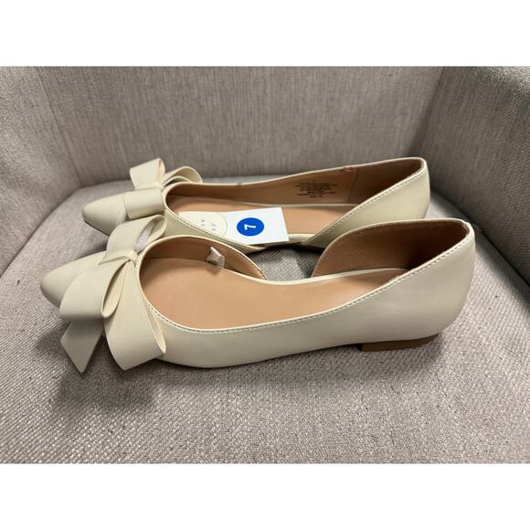 NWT Women's A New Day Cream Anya Bow Ballet Flats - Size 7 - Picture 3 of 4